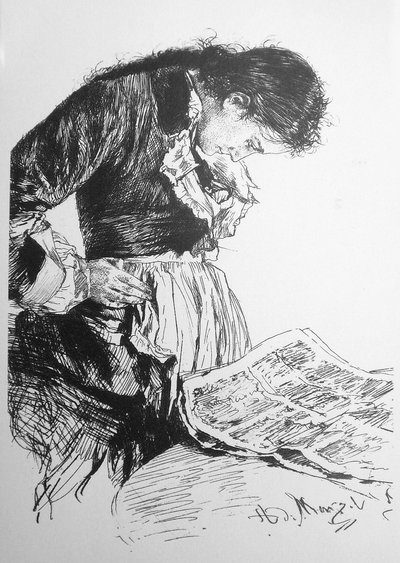 The Newspaper Reader by Adolph Menzel